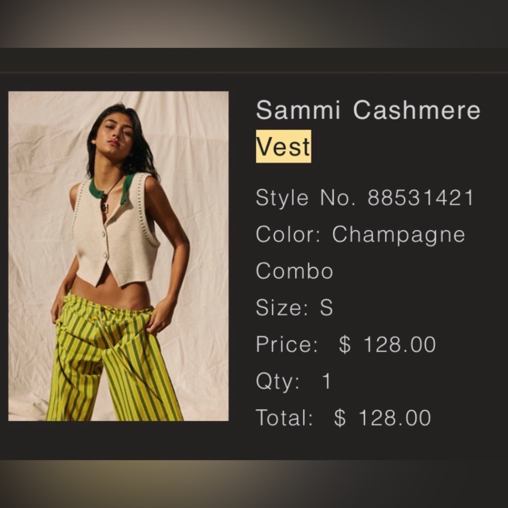 Free People Sammi Cashmere Vest - Size Small - Picture 4 of 4